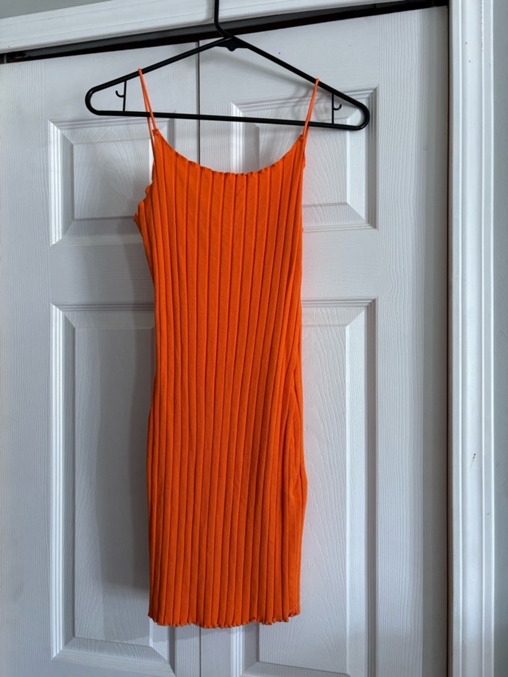 SHEIN Bright Orange Ribbed Mini Slip Dress